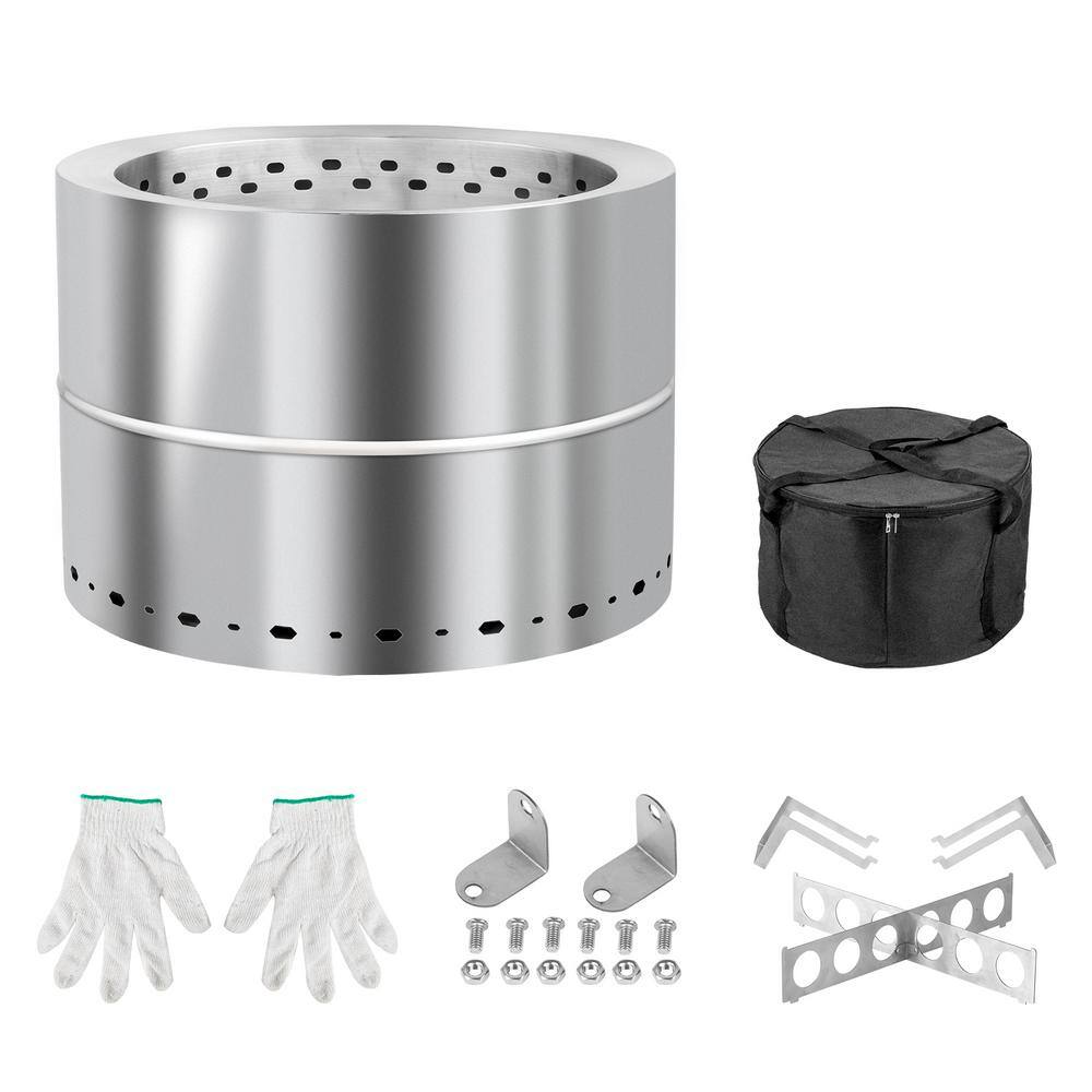 16.7 in. H Stainless Steel Smokeless Stove with Storage Bag and Handle and Base - Hercitys