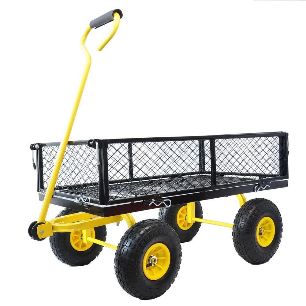 16.7 cu. ft. Metal Convenient and Versatile Garden Cart Effortlessly Transport Firewood and More Wheelbarrow - Hercitys