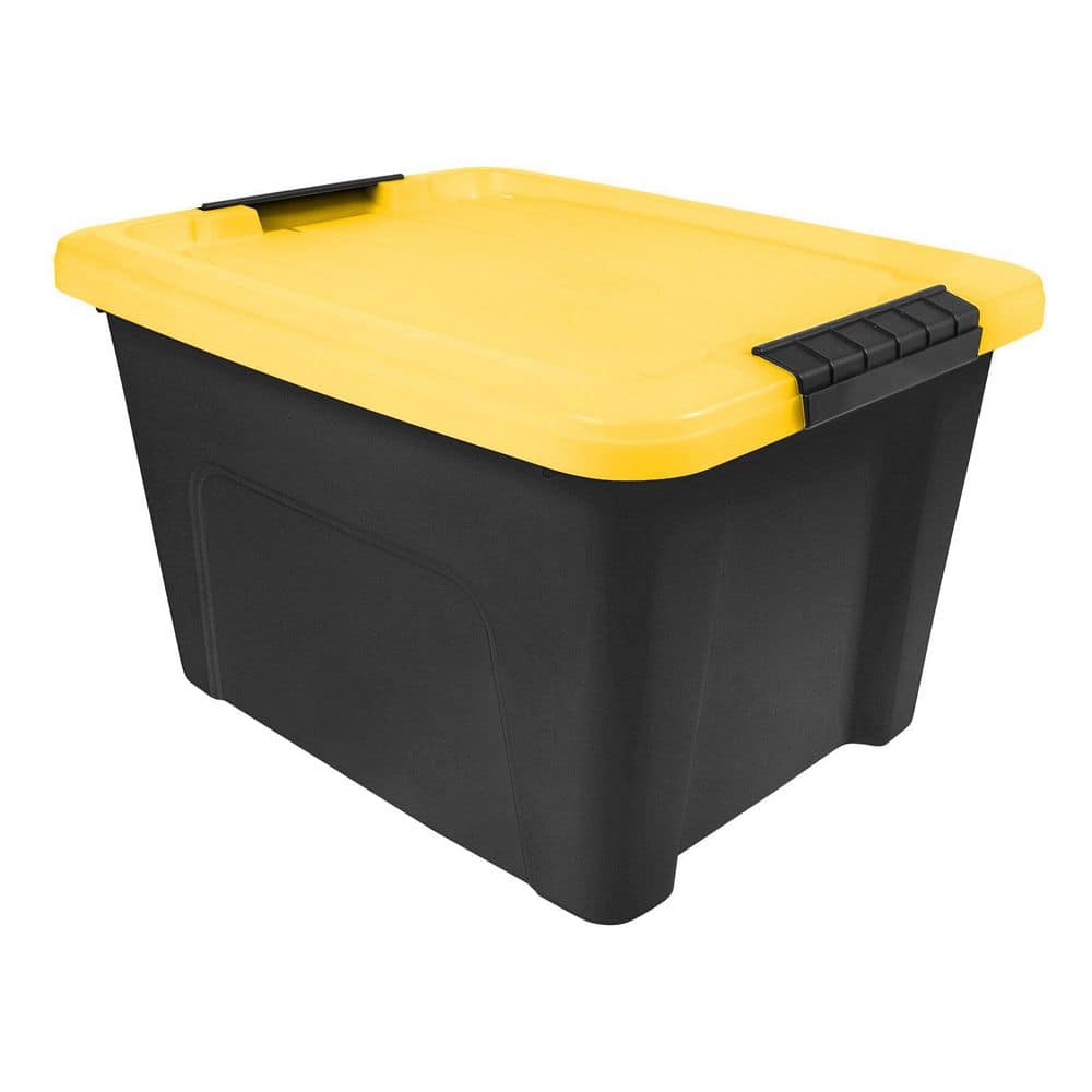 20 qt. /5 Gal. Plastic Storage Bins with Lids, Black Latching Stackable Totes 6Pk - Hercitys