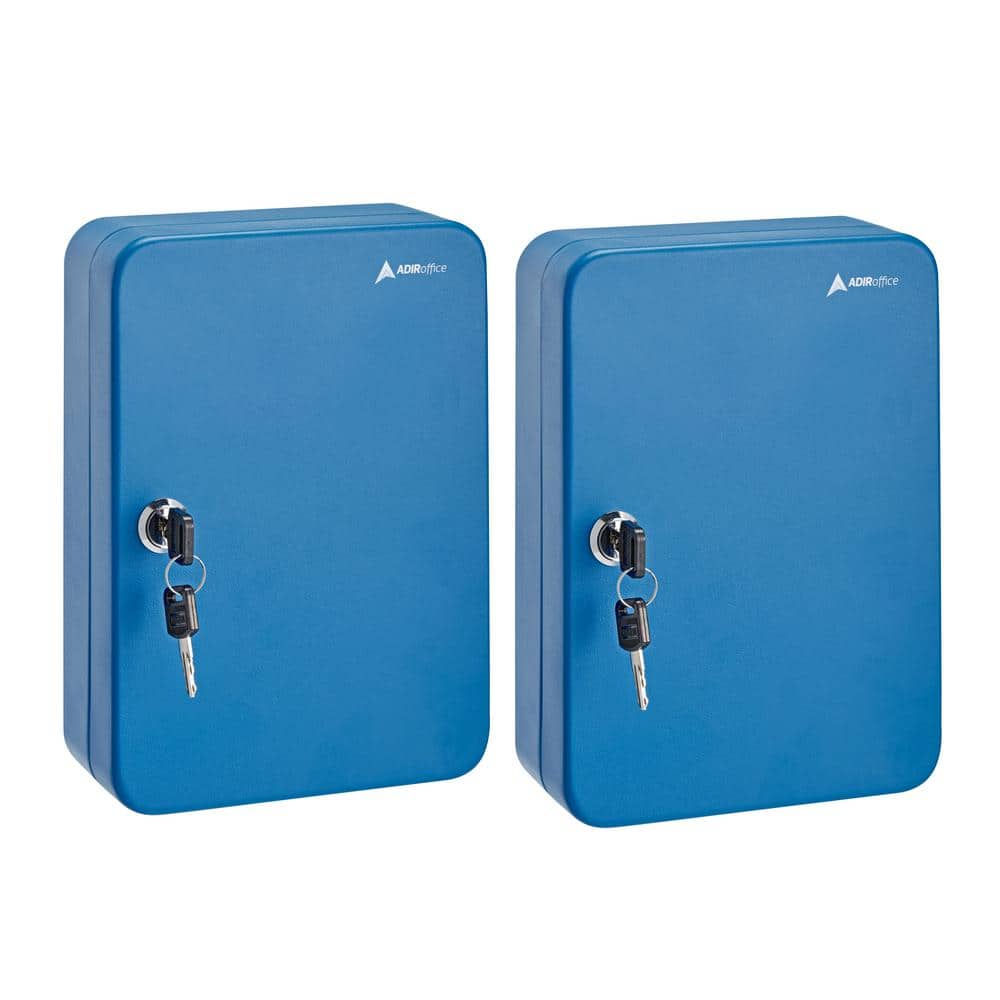 48 Key Steel Secure Cabinet with Key Lock, Blue (2-Pack) - Hercitys