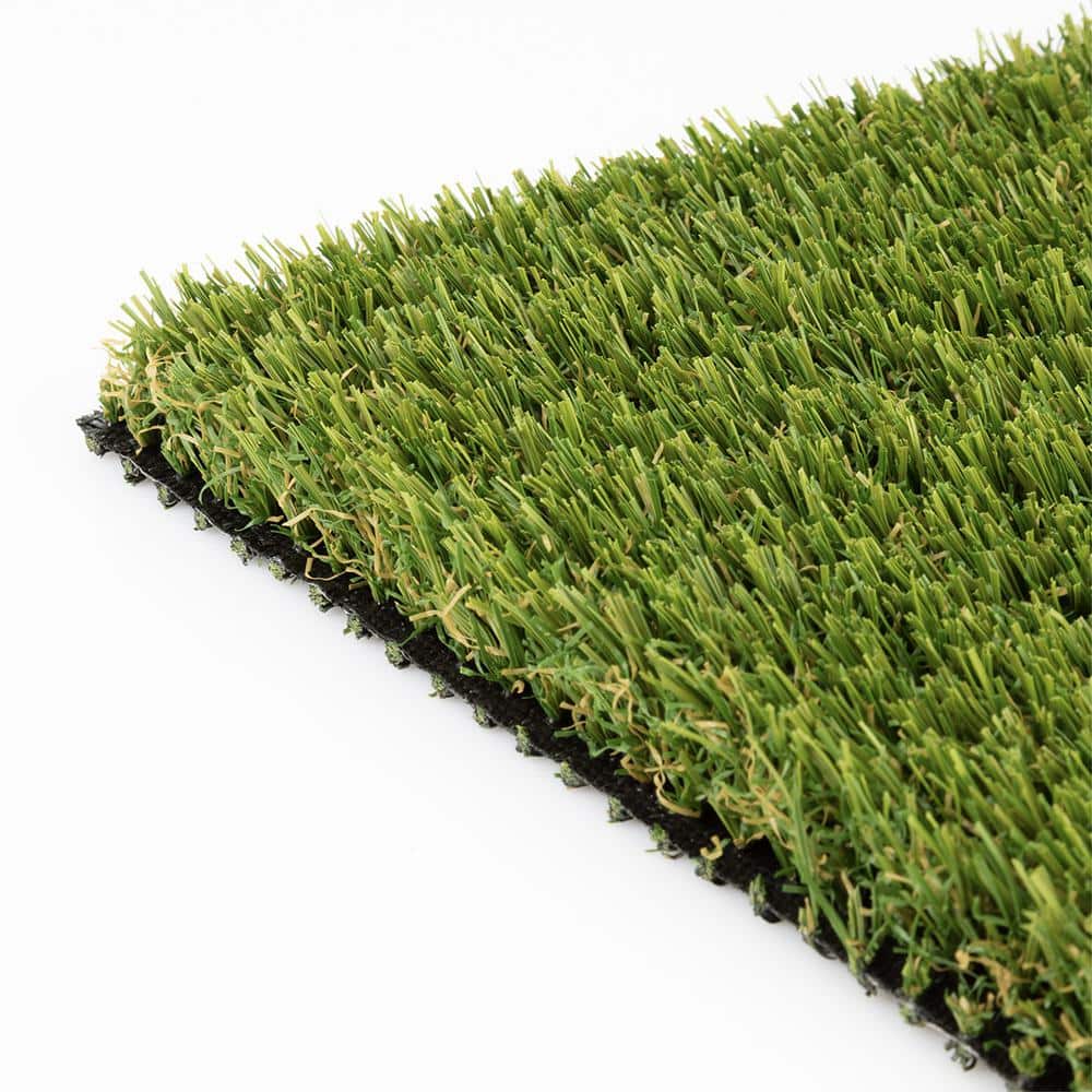 15 ft. W x Cut to Length Green and Tan Quick Draining Artificial Grass Turf - Hercitys