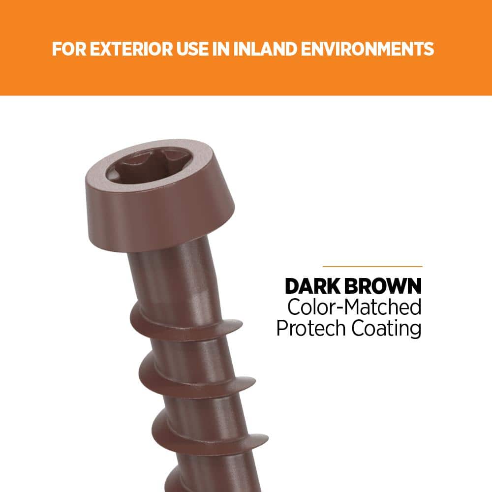 #10 2-1/2 in. Dark Brown Star Drive Trim-Head Composite Deck Screw (100-Count) - Hercitys
