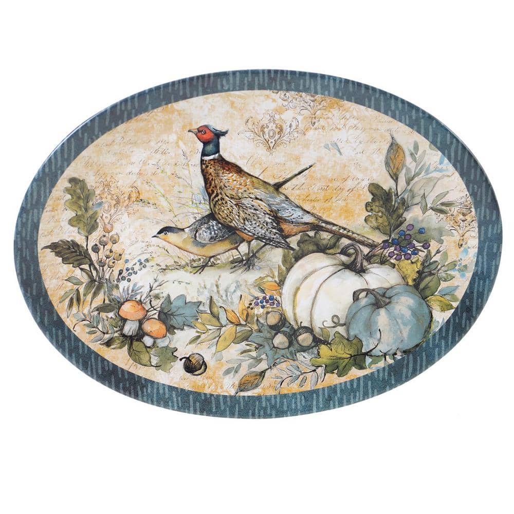 16 in. Harvest Gatherings Multicolored Earthenware Oval Platter - Hercitys