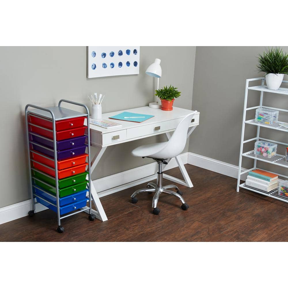 10-Drawer Steel File Organizer Cart in Multi-Colors - Hercitys