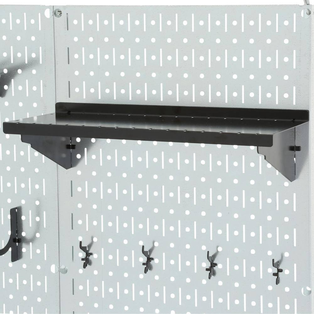 32 in. x 32 in. Shiny Metallic Galvanized Steel Pegboard Utility Tool Storage Kit with Black Accessories - Hercitys