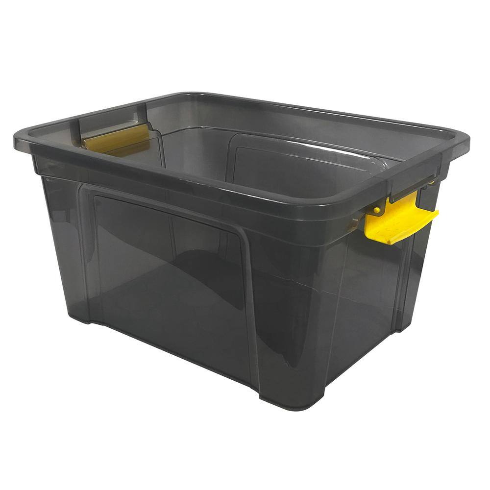 4.75 Gal. Storage Box Translucent in Grey Bin with Yellow with cover - Hercitys