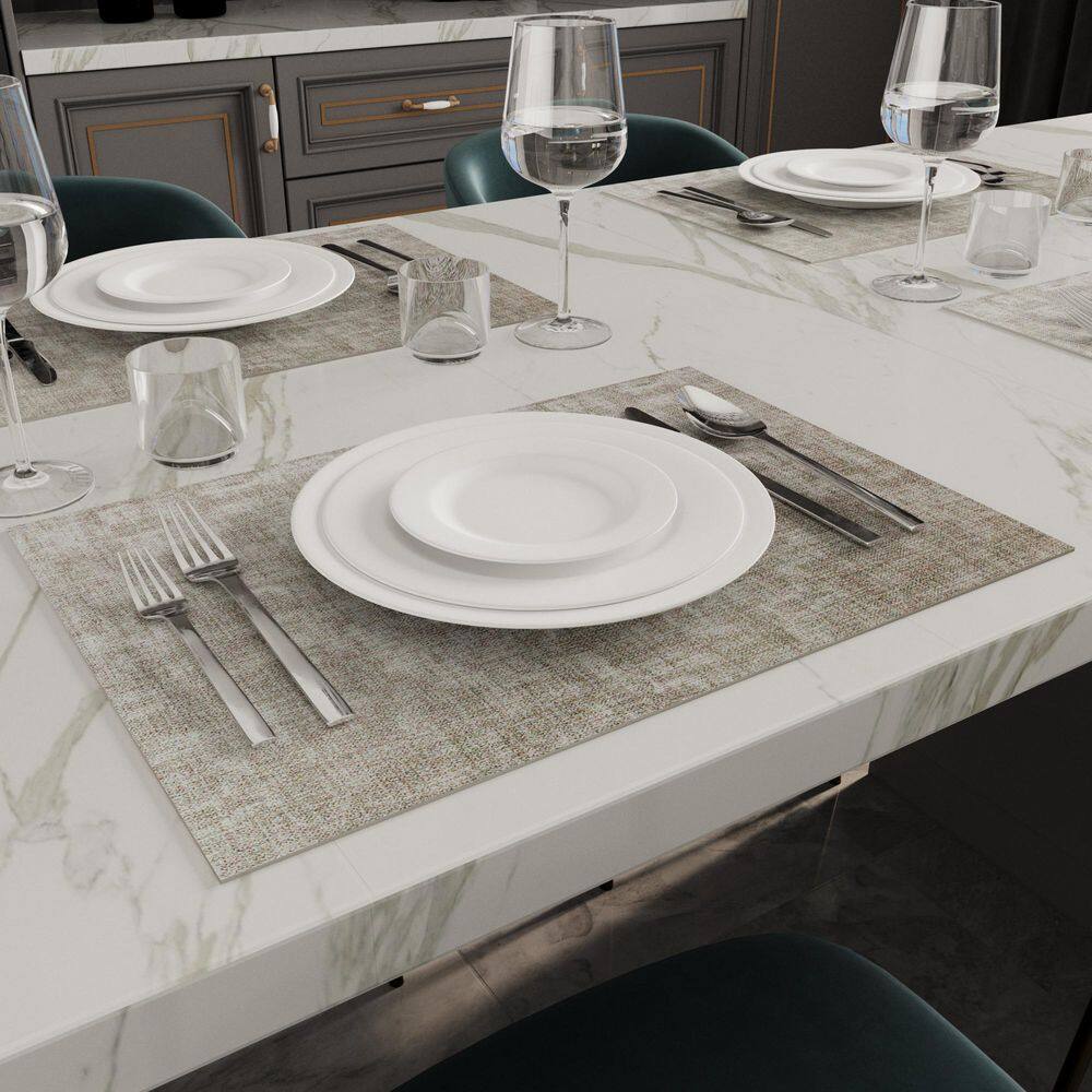 11.8 in. W x 16.9 in. H Grey Leather Heat Resistant Placemats Set of 4 for Dining Tables - Hercitys