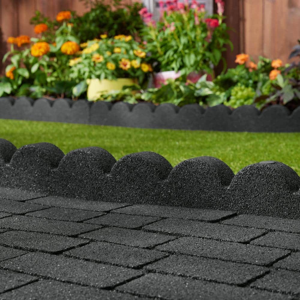 48 in. x 2 in. x 4 in. Gray SmartLoc Scallop Rubber Landscape Edging (36-Pack) - Hercitys