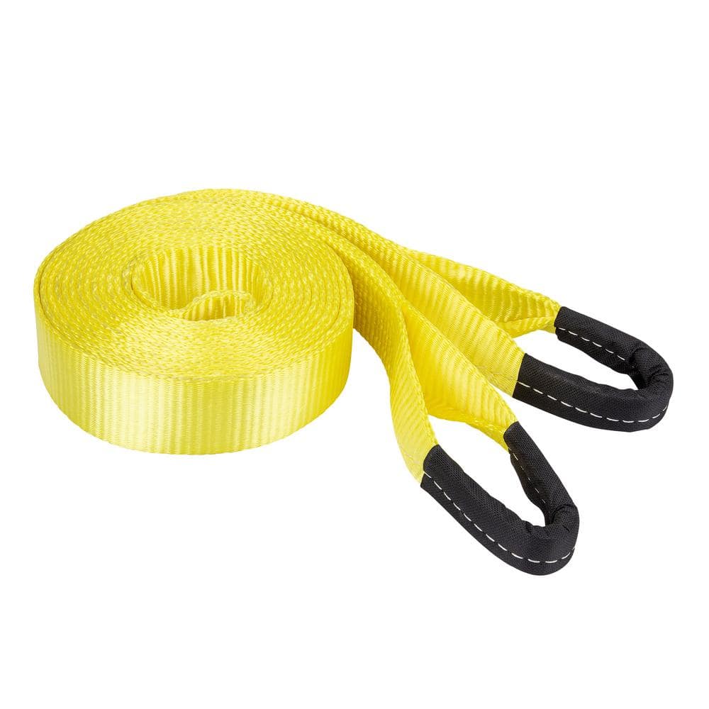 20 ft. x 2 in. 5,667 lbs. Working Load Limit Yellow Tow Rope Strap with Loop Ends - Hercitys