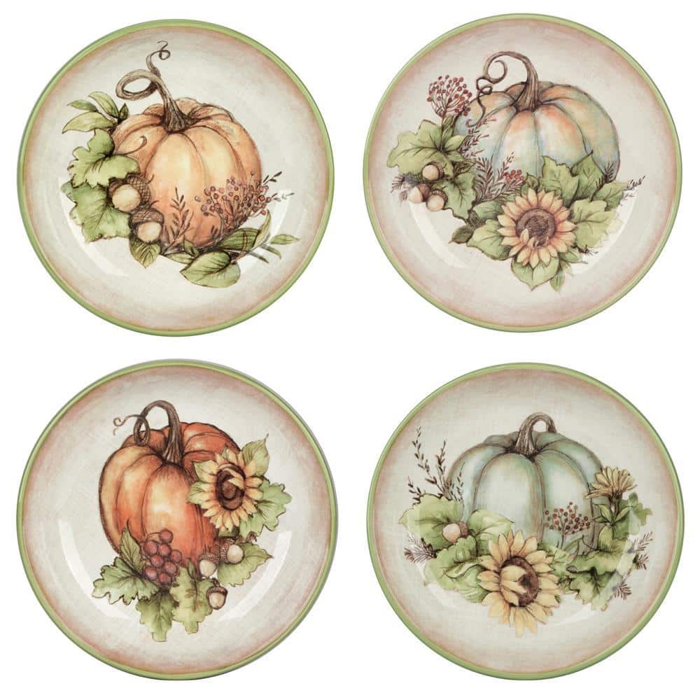 36 fl. Oz. Multi-Colored Earthenware Autumn Breeze Bowls Set of 4 - Hercitys
