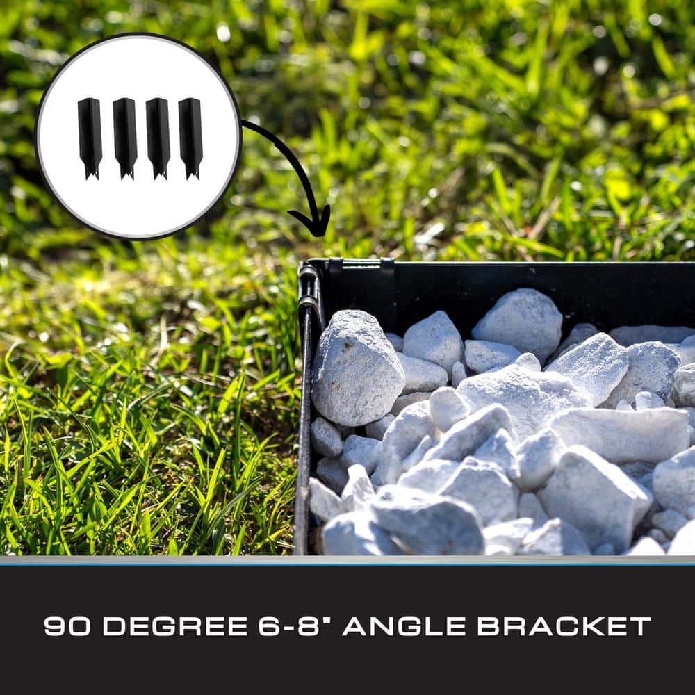 1.5 in. x 1.5 in. x 9 in. Black 90-Degree Landscape Edging Angle Bracket 6 in. to 8 in. Landscape Edging (4-Piece) - Hercitys