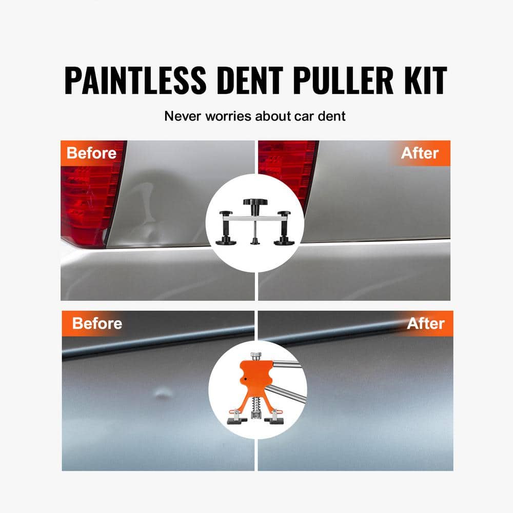 56 PCS Dent Removal Kit, Paintless Dent Repair Kit with Golden Lifter, Bridge Puller, Car Dent Puller with Puller Tabs - Hercitys