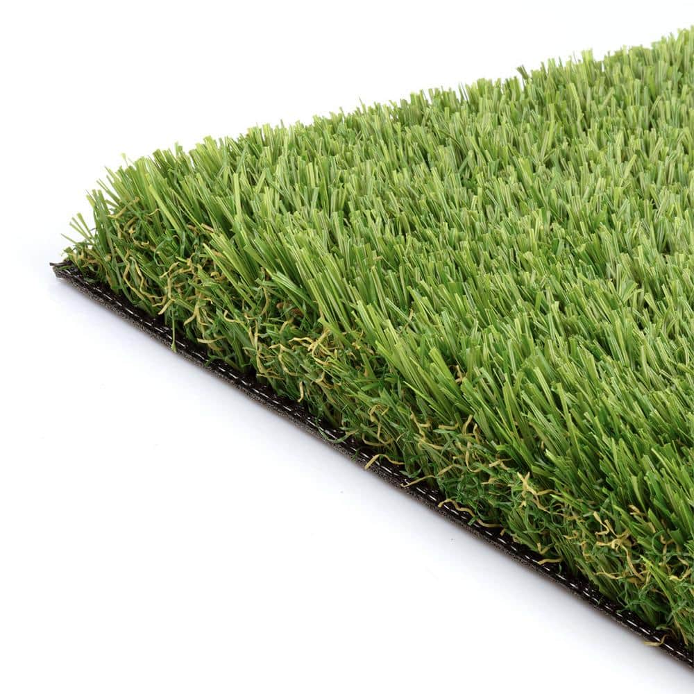 15 ft. W x Cut to Length Green and Tan Quick Draining Artificial Grass Turf - Hercitys