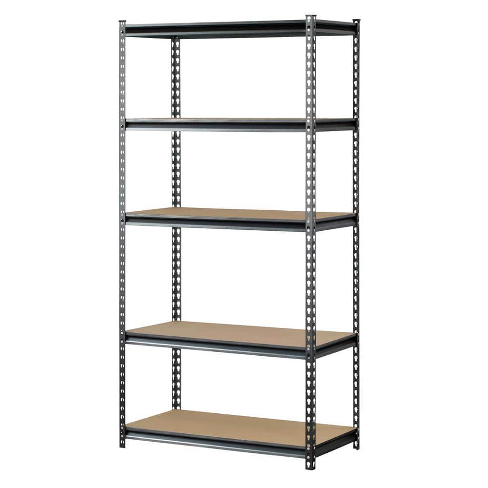 5-Tier Boltless Steel Garage Storage Shelving Unit in Silver Vein (36 in. W x 72 in. H x 18 in. D) - Hercitys