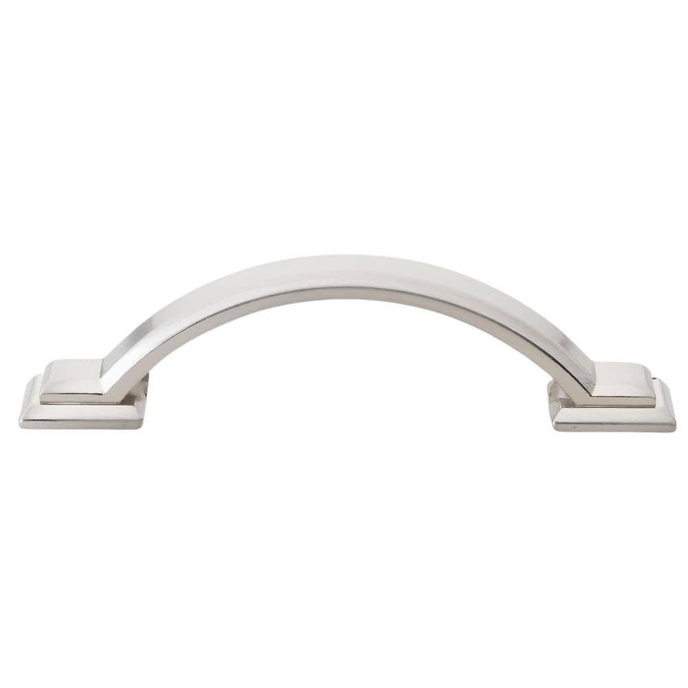 3 in. Center-to-Center Satin Nickel Arched Square Cabinet Pull (10-Pack) - Hercitys