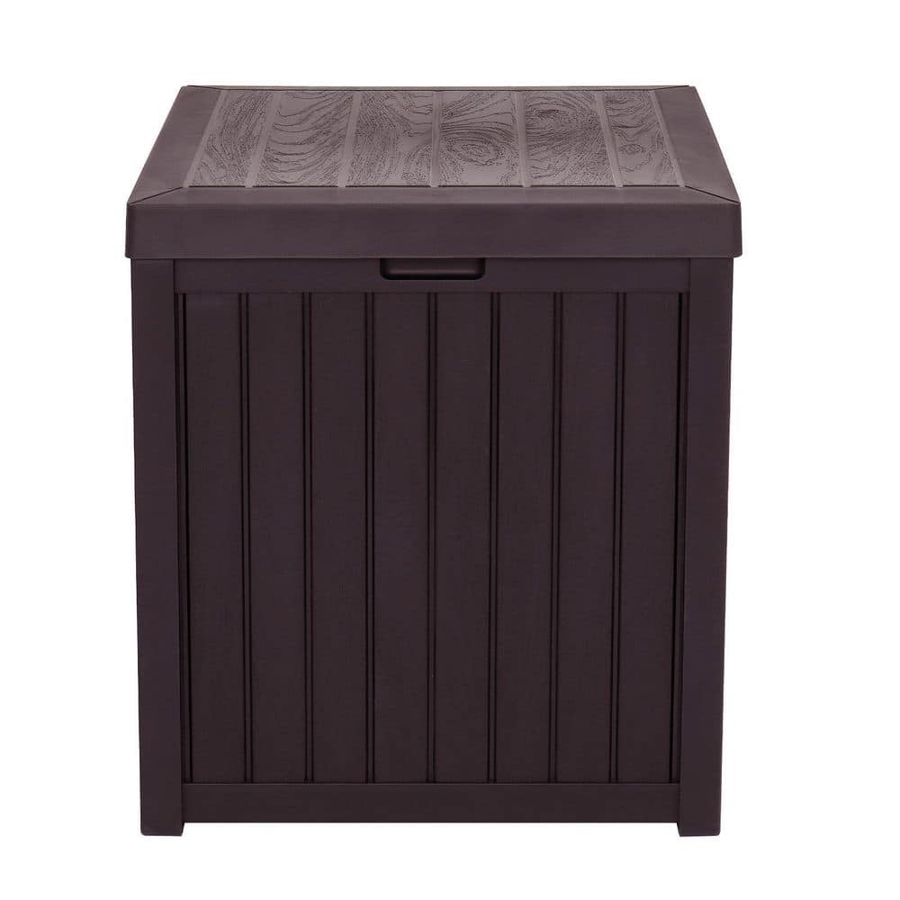 51 Gal. Outdoor Garden Brown Plastic Storage Deck Box Storage Chest - Hercitys