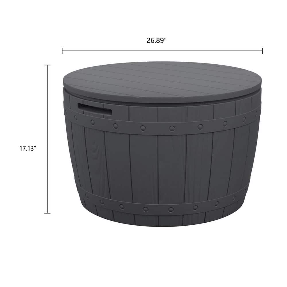 33 Gal. Polypropylene 3-in-1 Deck Box, Durable Outdoor Storage Table and Seat For Patio Lawn and Garden, Black - Hercitys