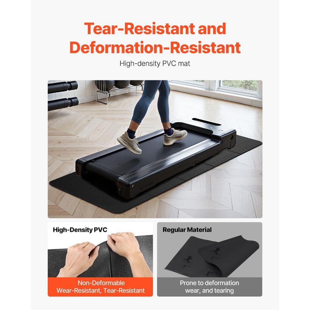 11.32 sq ft Walking Pad Mat in Black,Waterproof, Non-slip Foldable  1/4 in. Thick, 24 in. x 68 in.,  PVC Floor Protector - Hercitys