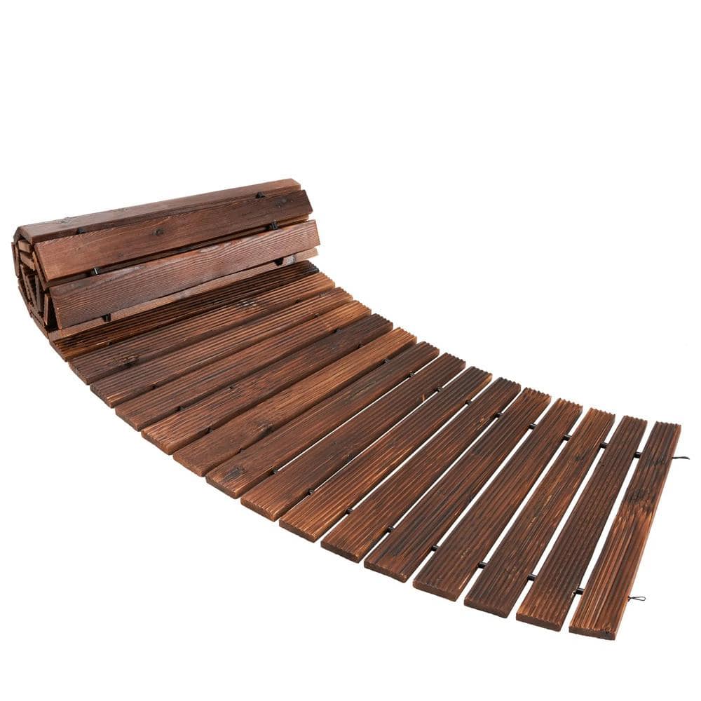 18 in. W x 8 ft. L x 0.04 in.H Wooden Curved Garden Pathway, Cedar Roll Out Walkway Edging, Decorative Floor, Dark Brown - Hercitys