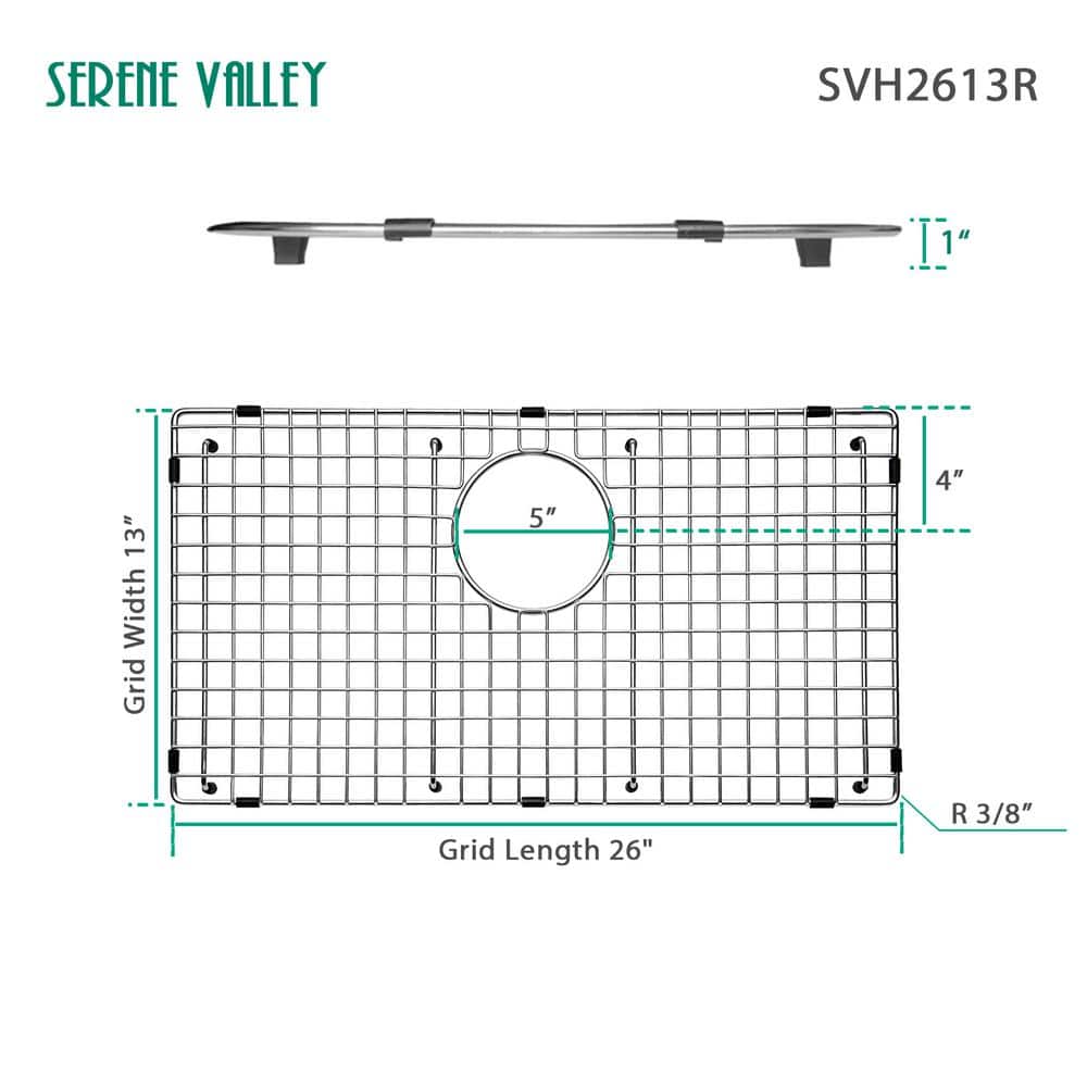 26.02-in x 12.99-in Rear Drain Heavy-Duty Stainless Steel Sink Protector SVH2613R - Hercitys