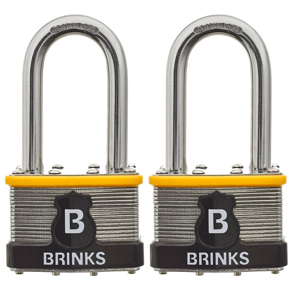 2 in. Stainless Steel Shackle (44 mm) Commercial Stainless Steel Laminated Padlock (2-Pack) - Hercitys