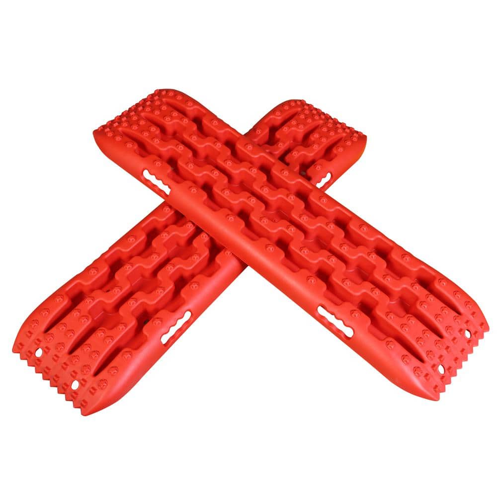 41 in. Off-Road Traction Boards, Recovery Tracks, and Traction Mat Set: Ideal for Snow, Mud and Sand Rescue, Red - Hercitys