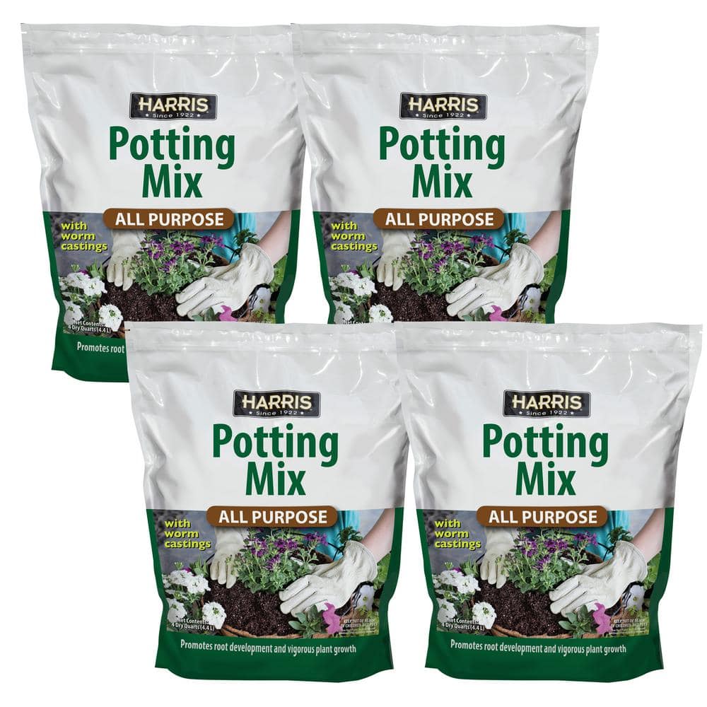 4 Qt. All Purpose Potting Soil Mix with Worm Castings (4-Pack) - Hercitys