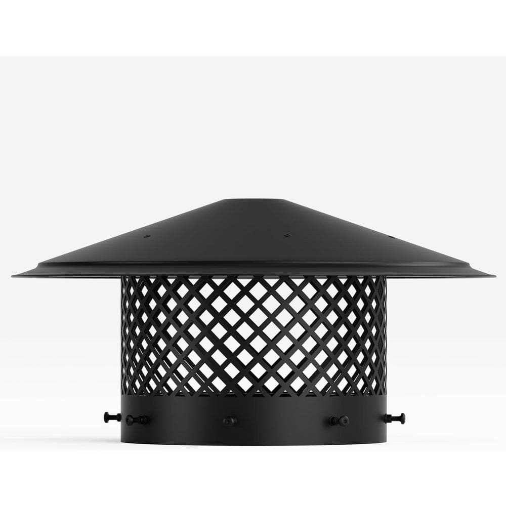 10 in. Black Round Galvanized Steel Fireplace Chimney Caps for Outside - Hercitys