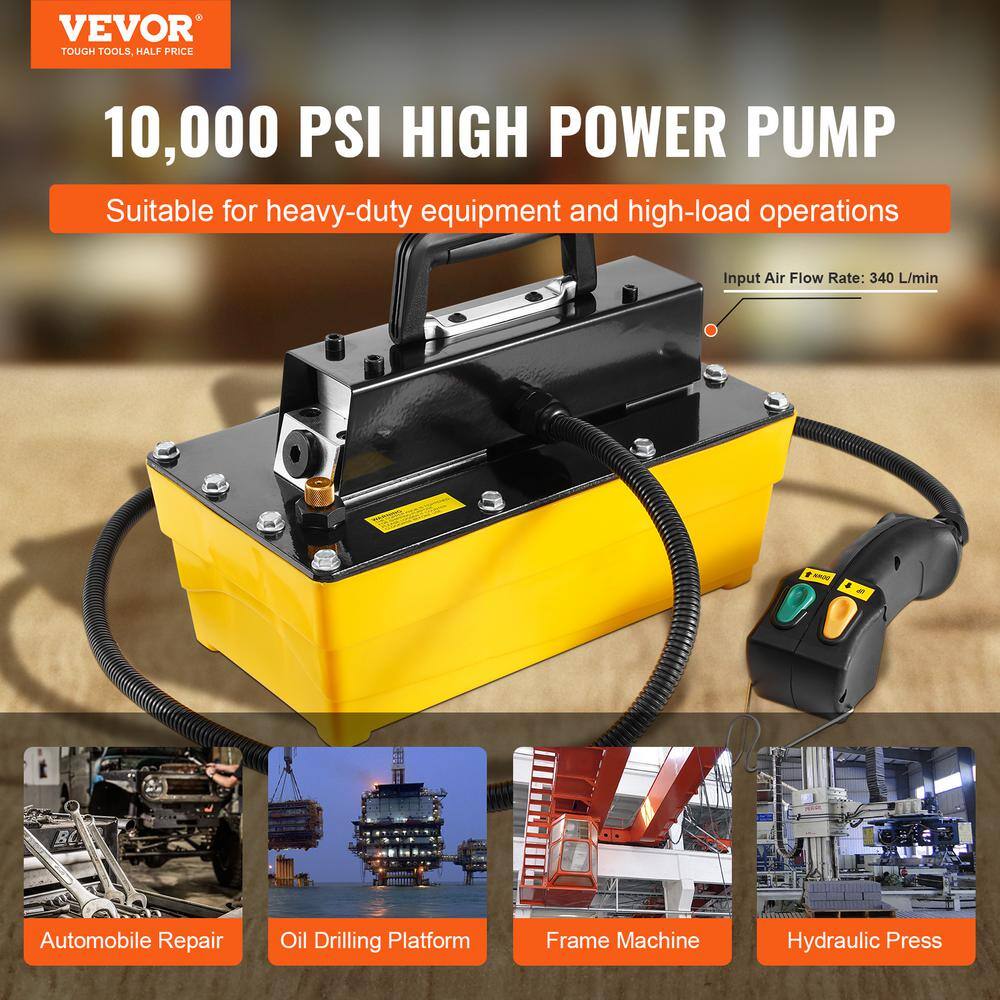 10000 psi Plastic Air Hydraulic Pump 0.61 Gal. Reservoir w/Remote Control Actuator for Frame Machine and Hydraulic Press - Hercitys