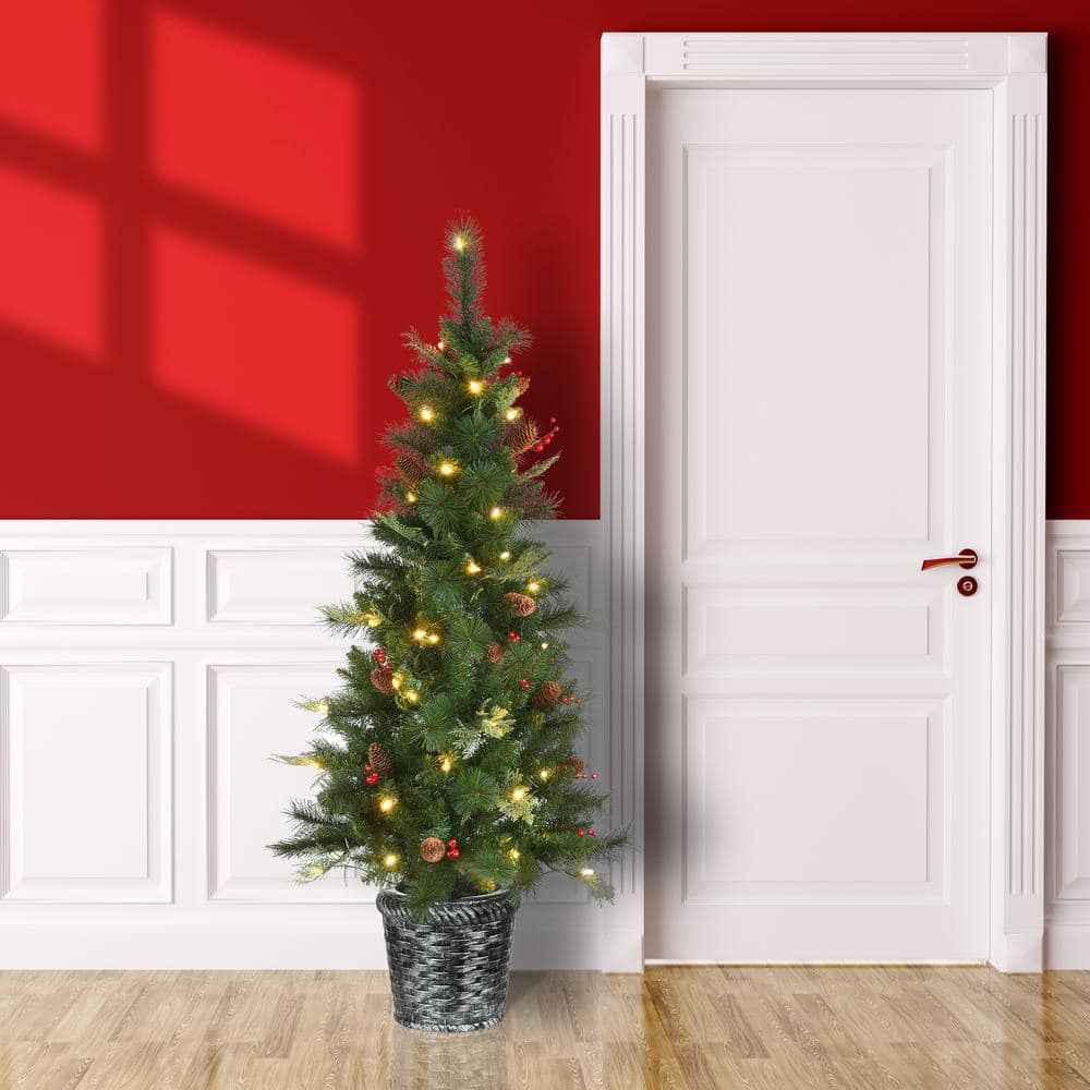 5 ft. Buzzard Pine Entrance Artificial Christmas Tree with LED Lights - Hercitys
