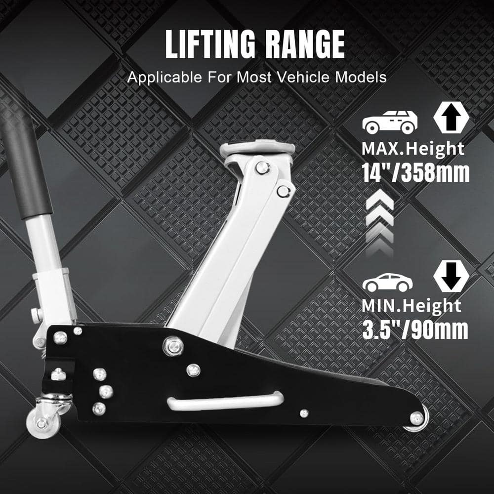 1.5-Ton Low-Profile Aluminum and Steel Floor Jack with Dual Piston Speedy Lift - Hercitys