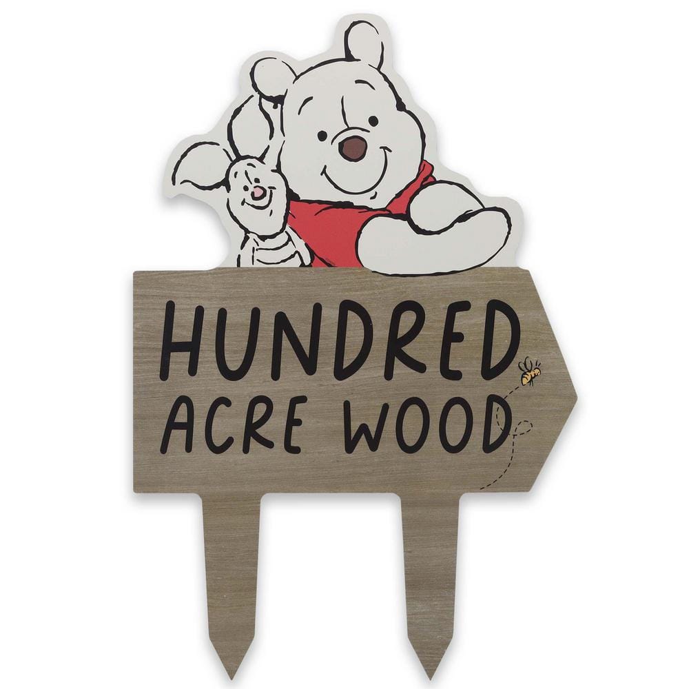 20 in. Yard Stake Tan Weather-Resistant Metal Pooh Hundred Acre Wood - Hercitys