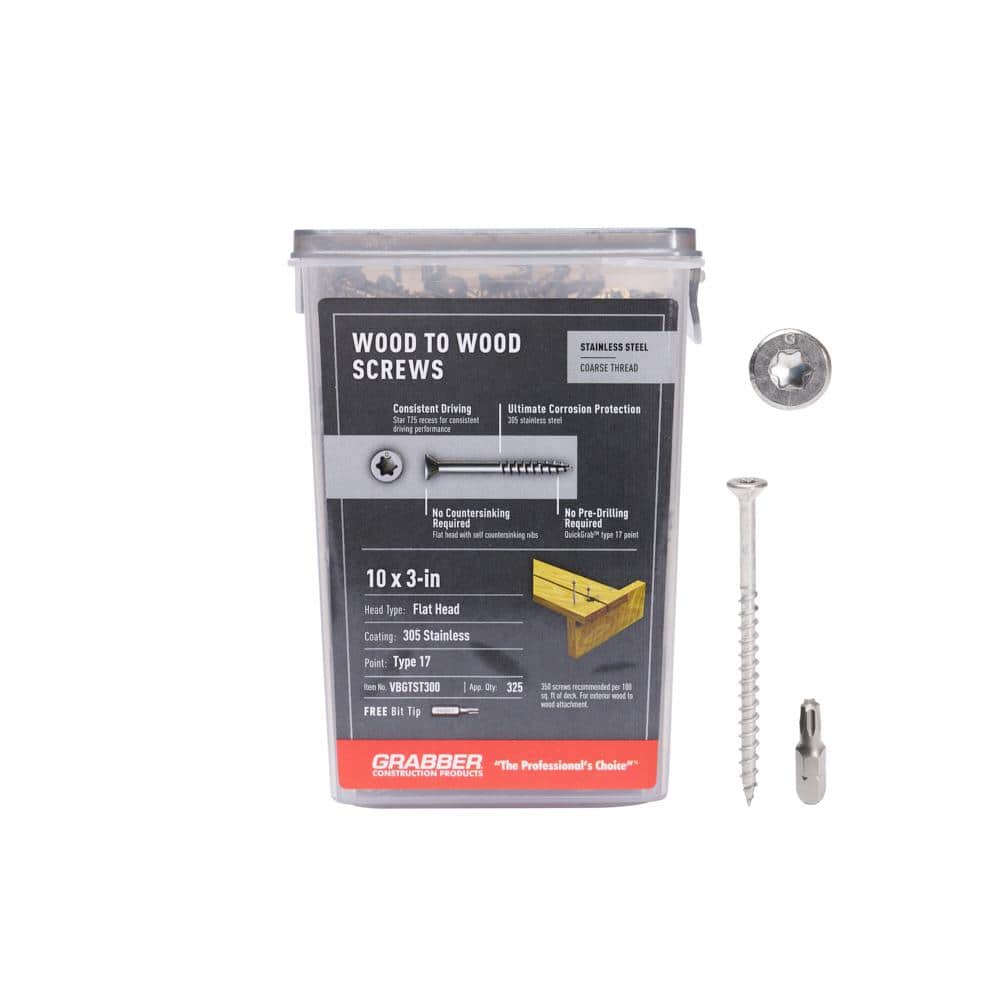 #10 x 3 in. Star Drive Flat head Exterior Stainless Steel Wood Deck Screws (5 lb. box) - Hercitys