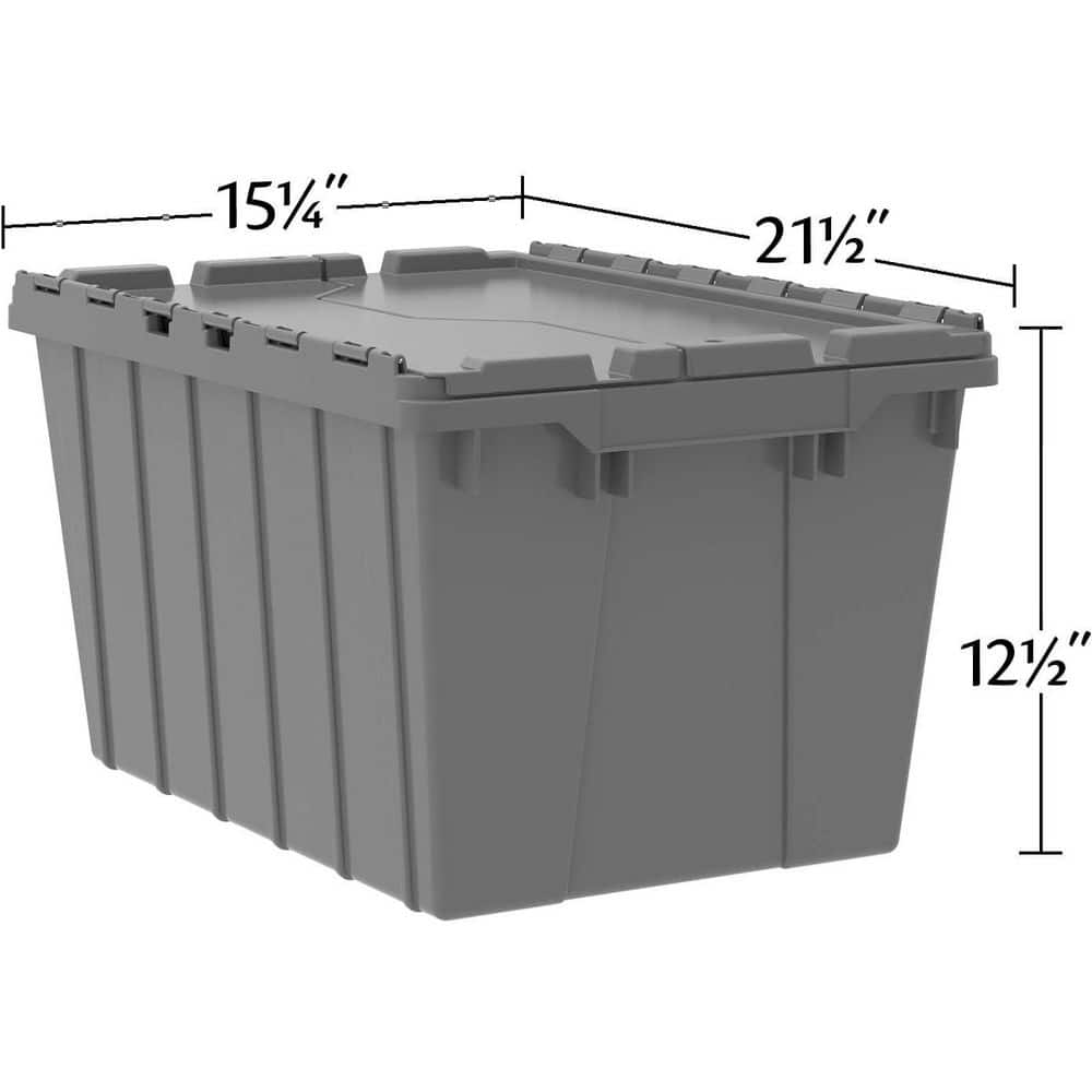 12 Gal. Attached Lid Container in Blue (6-Pack) - Hercitys