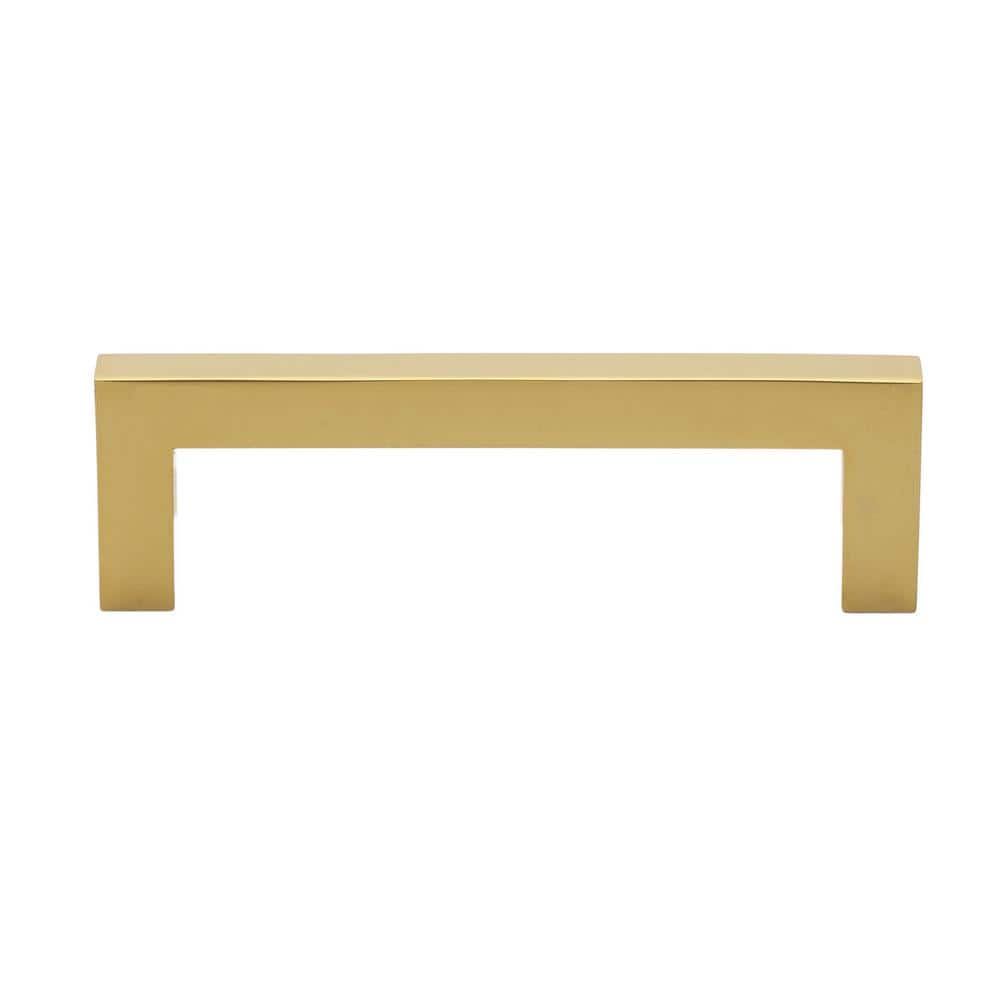 3-3/4 in. Center-to-Center Brass Gold Solid Square Slim Cabinet Bar Pull (10-Pack) - Hercitys