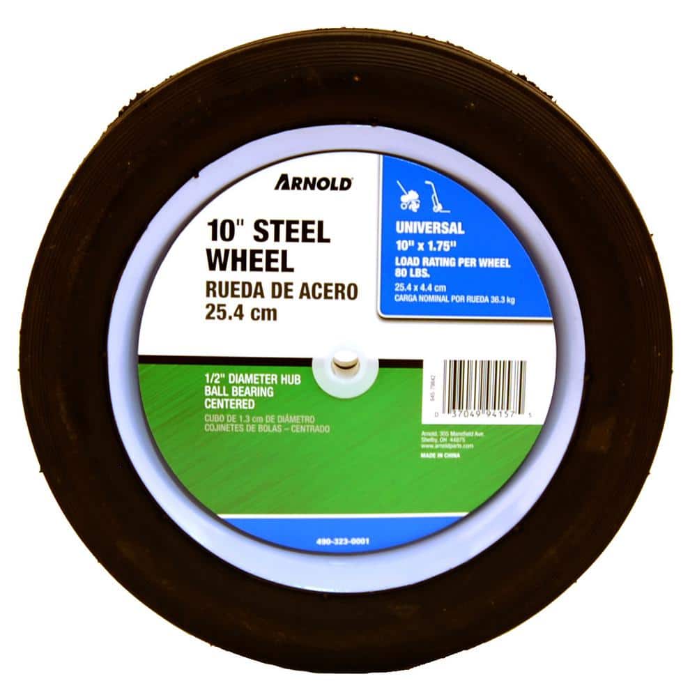 10 in. x 1.75 in. Universal Steel Wheel with Shielded Ball Bearings for Extended Life - Hercitys