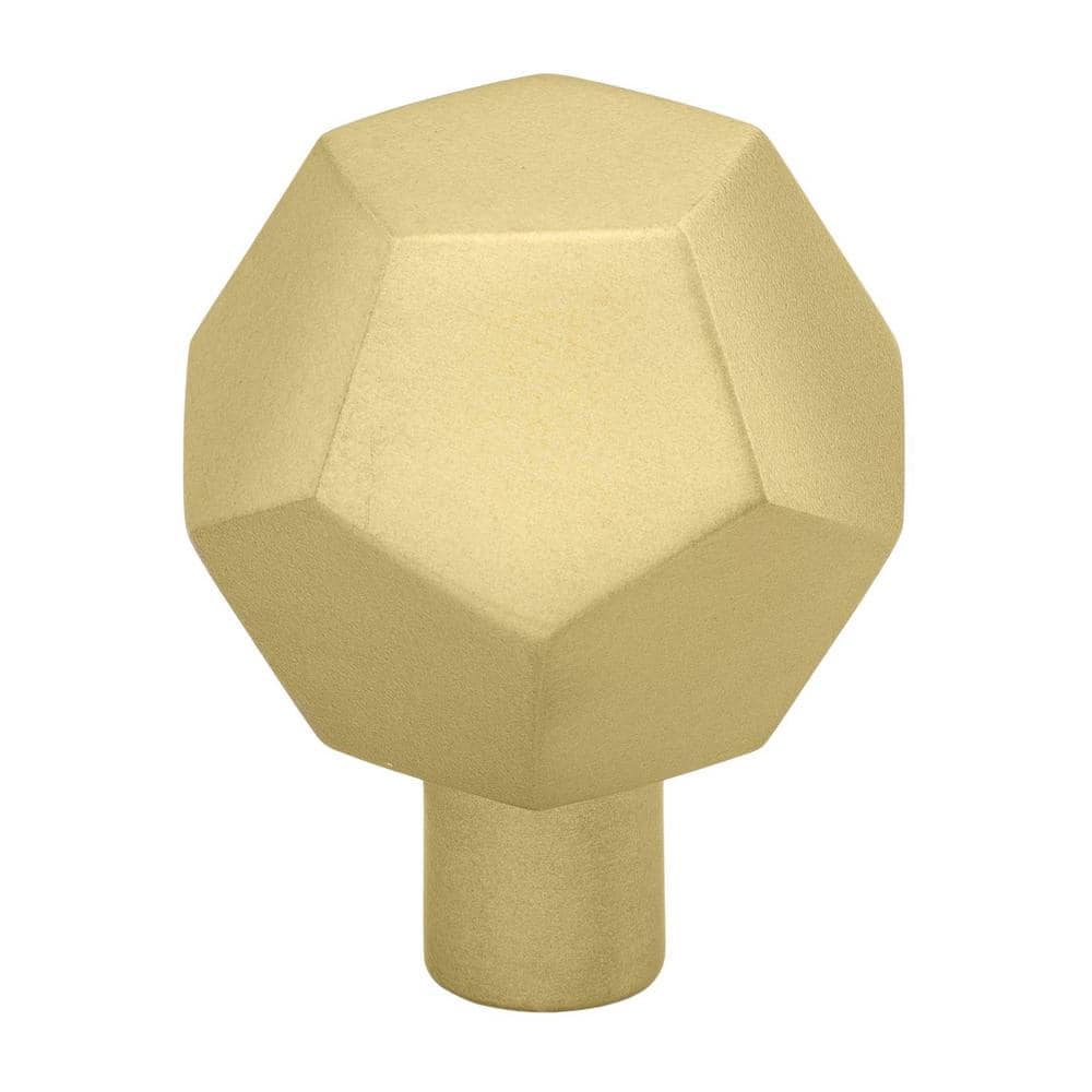 1-1/2 in. Satin Gold Solid Faceted Cabinet Drawer Knobs (10-Pack) - Hercitys