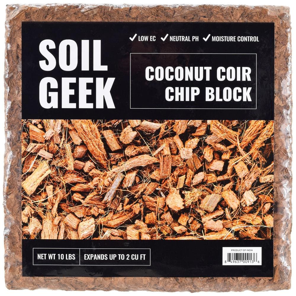 10 Lbs. Organic Coconut Coir Chip Block Soilless Grow Media Soil Amendment - Hercitys