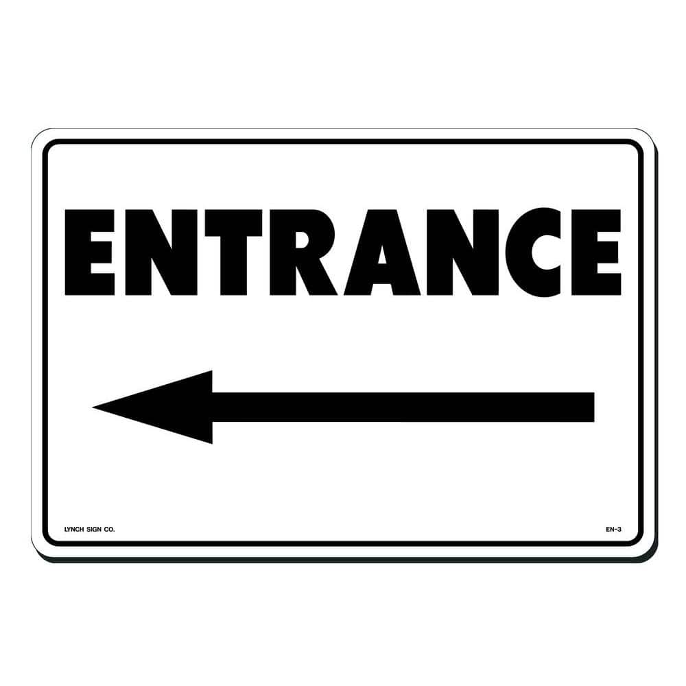 14 in. x 10 in. Entrance with Arrow Left Sign Printed on More Durable, Thicker, Longer Lasting Styrene Plastic - Hercitys