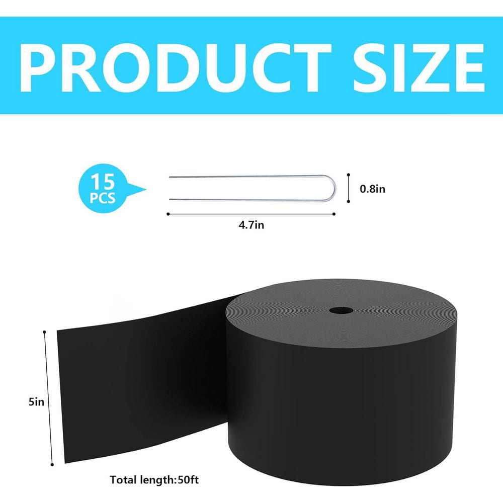 50 ft. PVC Landscape Edging Coil – 5 in. Depth, Flexible Garden Bed Barrier for Lawns, Driveways, Paths - Hercitys