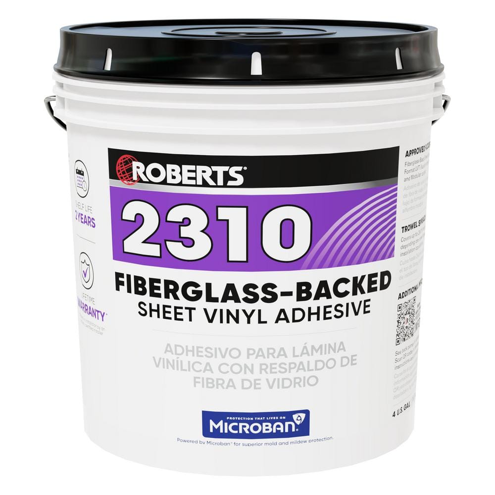 4 Gal. (16 qt.) 24 Hour Dry Time Fiberglass-Backed Sheet Vinyl Floor Adhesive in Beige - Hercitys