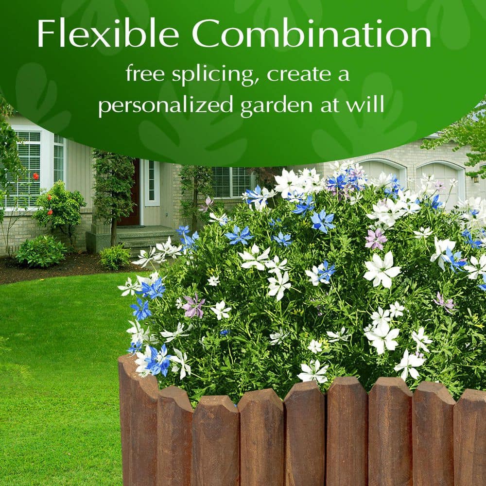 47 in. x 9.8 in. x 0.8 in. Brown Wood Garden Edging, Fence Border Decorative Panels for Flower and Landscape Fencing - Hercitys