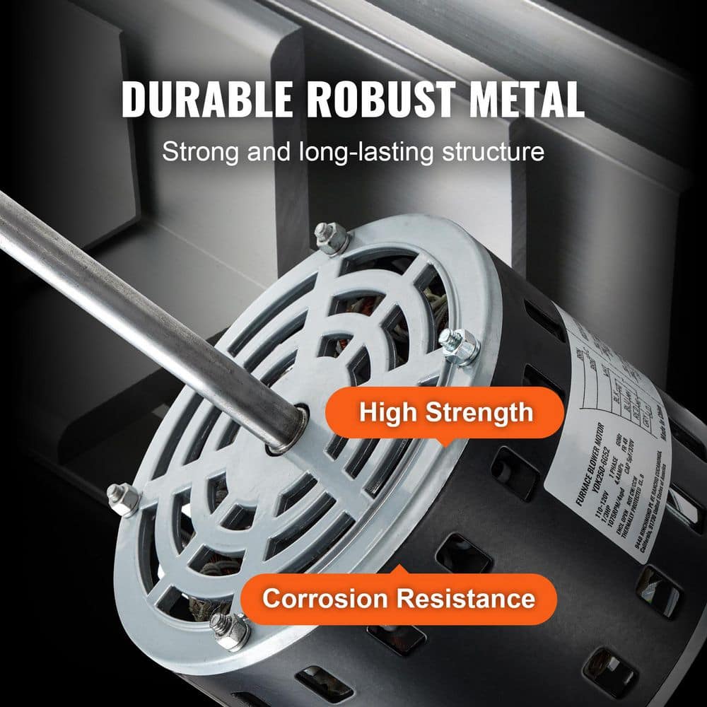 1/3 HP Furnace Blower Motor, 110/120-Volt 4.4 Amps, 1075RPM 4-Speeds, CW/CCW Rotation, 48-Frame 5.2 in. Shaft Length - Hercitys