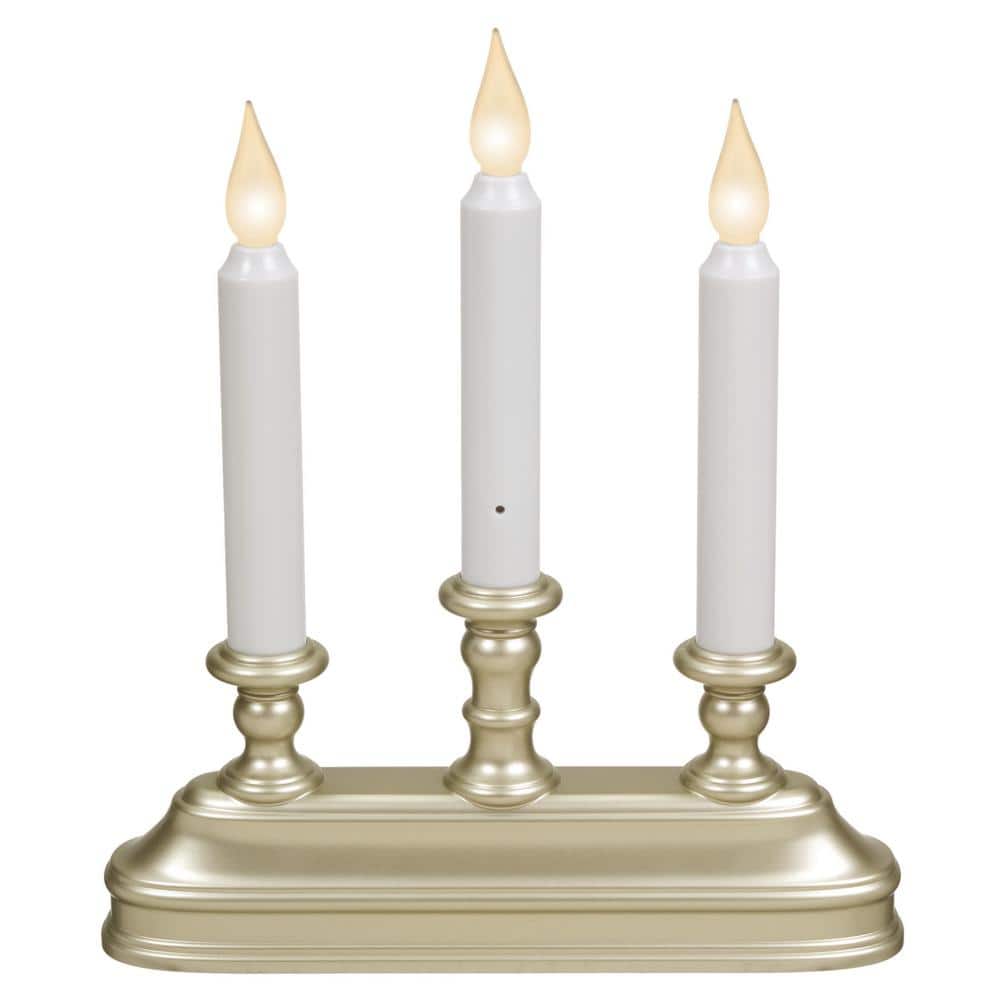 10 in. Dual Color LED Battery Operated Candle with Pewter Colored Candelabra Base - Hercitys