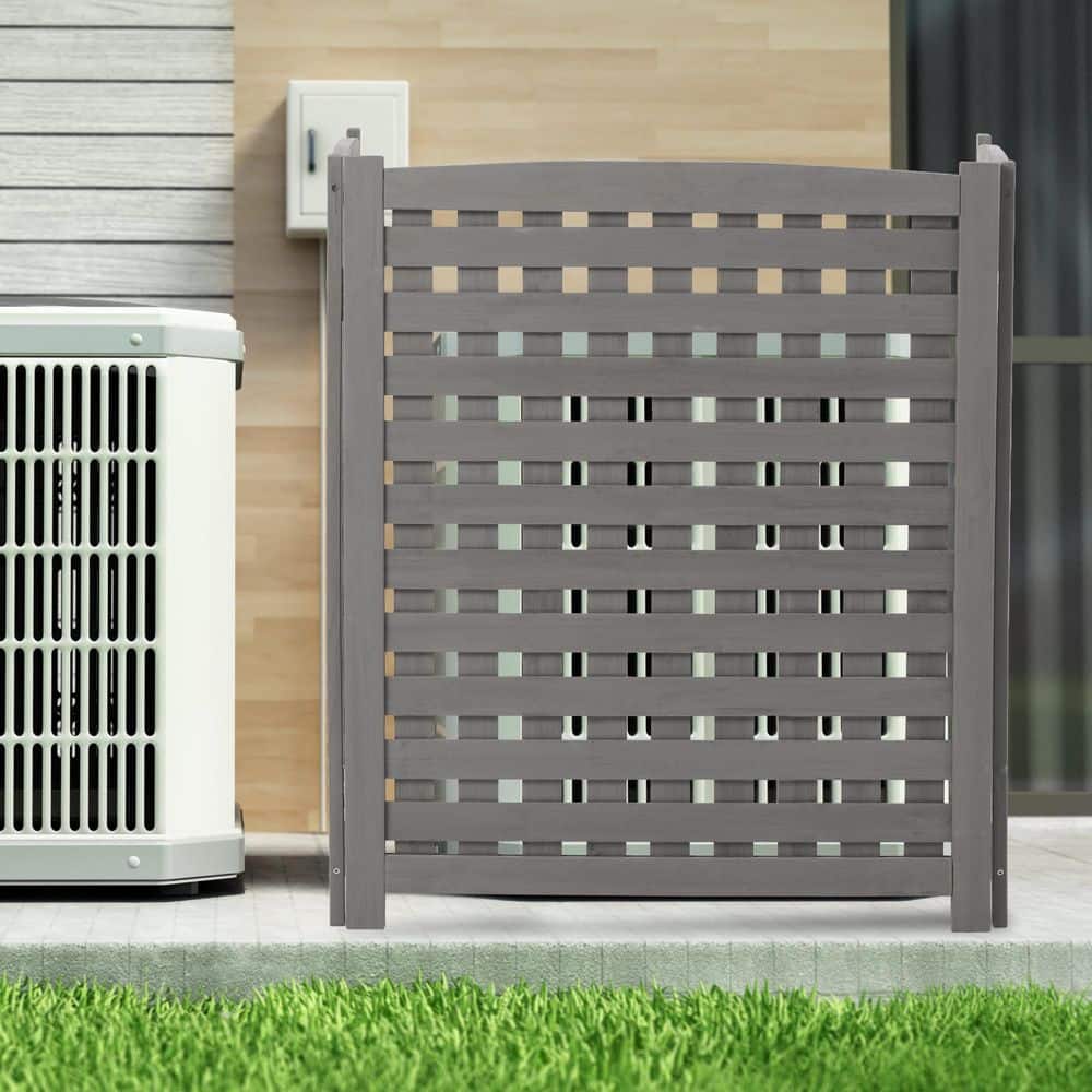 38 in. 3-Panels Wood Garden Privacy Fence in Gray - Hercitys