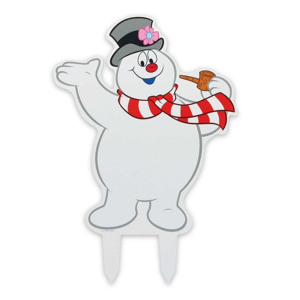 20 in. Yard Stake White Weather-Resistant Metal Frosty the Snowman Christmas - Hercitys
