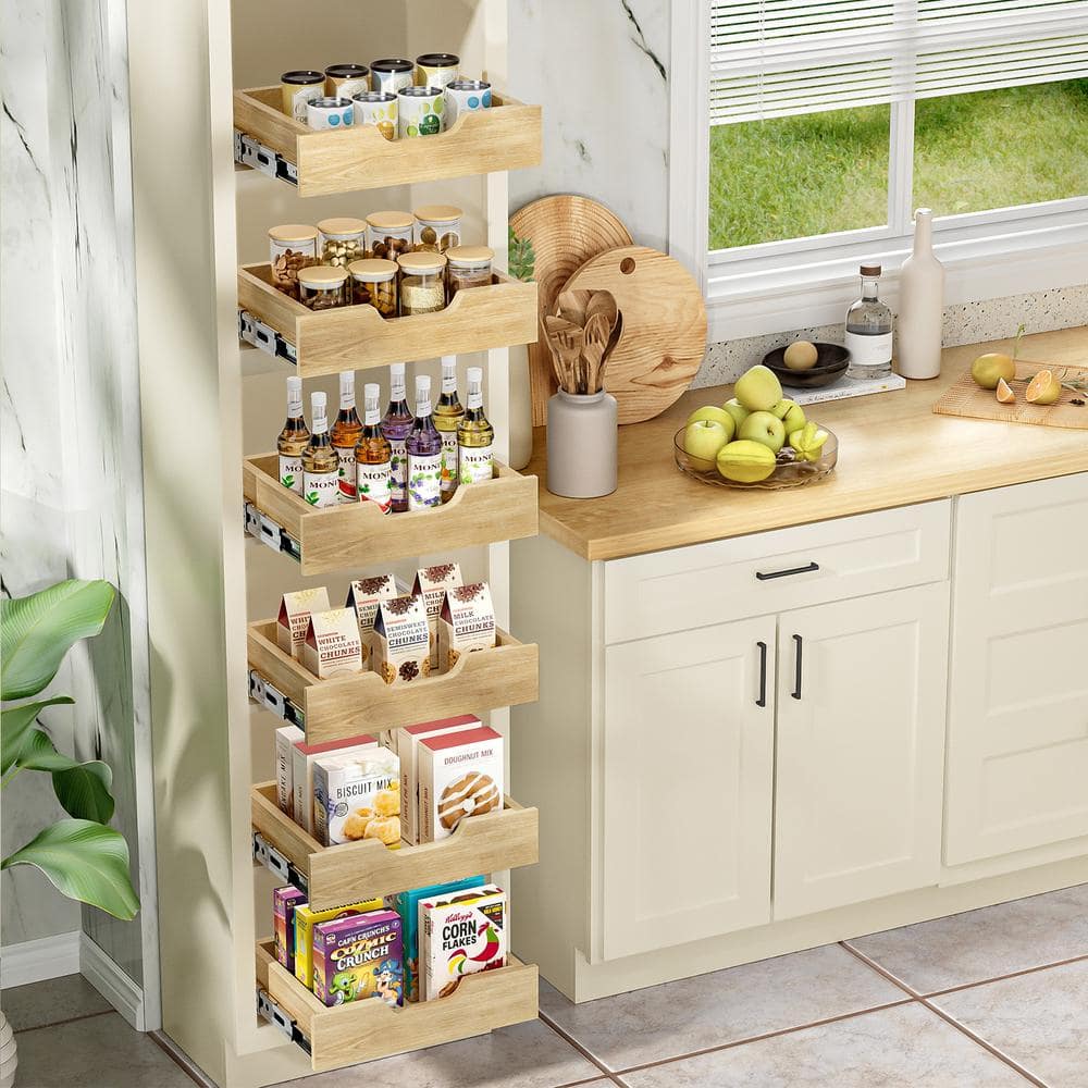 10.31 in. W x 3.15 in. H x 19.5 in. D Light Brown Wood Drawer Storage Pull-Out Organizer - Hercitys