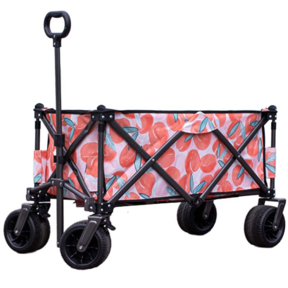 4.6 cu. ft. Utility Steel Park Garden Cart Tool Customized Color Folding Camping Trolley Outdoor Picnic Beach Wagon,Pink - Hercitys