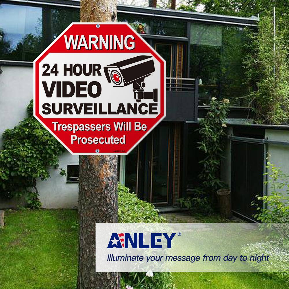 12 in. x 12 in. 24-Hour Video Surveillance Aluminum Warning Sign – Trespassers Will Be Prosecuted ( Pack of 2) - Hercitys