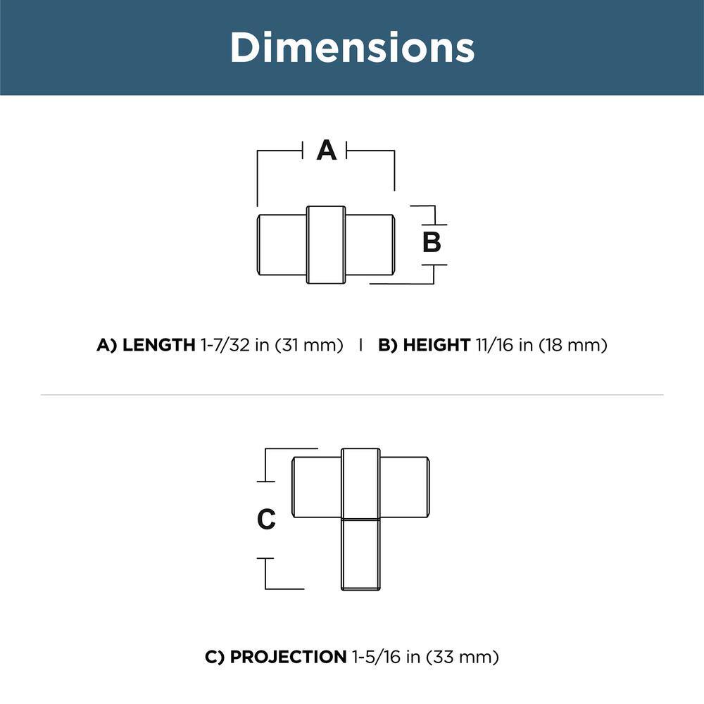 (10-Pack) Simple Wrapped Bar 1-1/4 in. (32 mm) Classic Matte Black T-Shaped Bar Cabinet Knobs - Hercitys